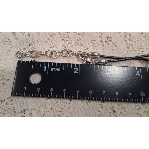 Brighton Silver Spiral Pendant Necklace With Adjustable Chain & Black Cord - Picture 7 of 7